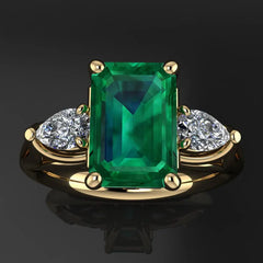 14k Gold Emerald Ring: Pure Emerald Gemstone for Women