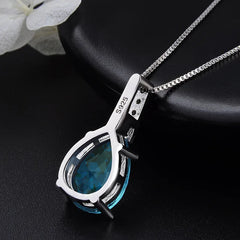 Exquisite Blue Topaz Pendant: Pure Natural S925 Sterling Silver Necklace Colgante