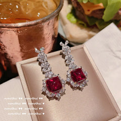 Luxury Ruby Gemstone Jewelry Set: Silver Color Crystals for an Elegant Touch