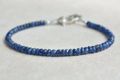 Genuine Blue Sapphire Birthstone Bracelet: Natural Sapphire Gemstone Jewelry Piece