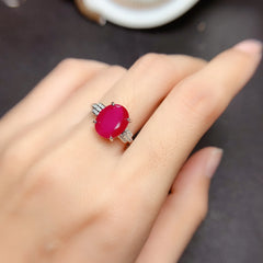 Stunning Burmese Pink Natural Ruby Ring: Genuine 925 Sterling Silver Setting with Large Gemstone