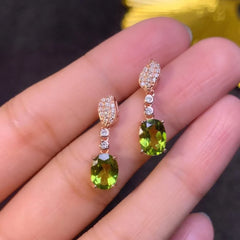 Luxurious 925 Silver Peridot Drop Earrings – Natural Peridot with 18K Gold Plating