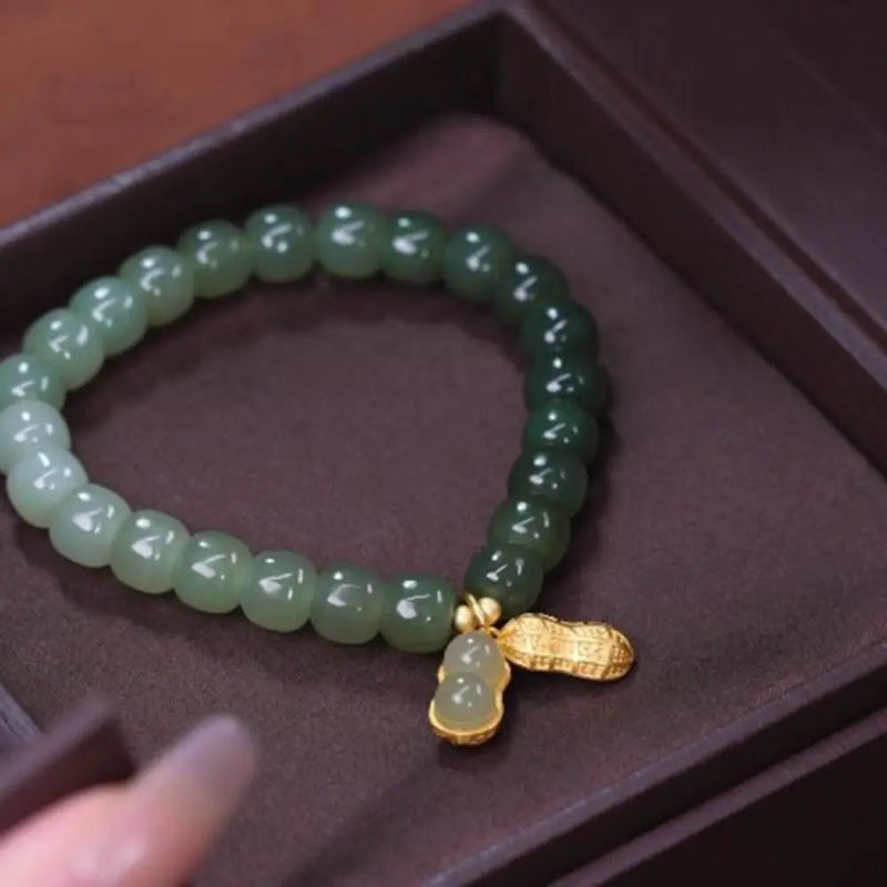 Jewelry Emerald Bangles Female Hand Chain Gradient Jade Bead Bracelets Hetian Jade Bracelets Korean Style Bracelets