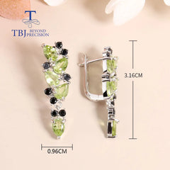 Fashion Peridot Jewelry Set: Natural Gemstone Earrings and Ring in 925 Sterling Silver for Women