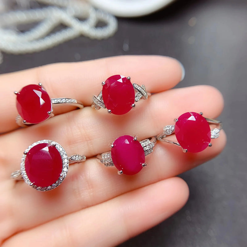 Stunning Burmese Pink Natural Ruby Ring: Genuine 925 Sterling Silver Setting with Large Gemstone