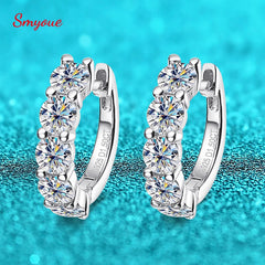 Smyoue 18k 3cttw Moissanite Hoop Earrings: Stunning 4mm D Color Sparkling Created Diamond Stones in 925 Sterling Silver