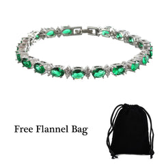 Luxury 925 Silver Bracelet Emerald Moissanite Fine Jewelry Charm Bracelet for Woman Wedding Accessories Gift