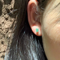 5*3MM Natural Emerald Earrings 925 Silver Stud Earring For Women 925 Sterling Silver Cute Gift Prevent Allergy Fine Jewelry