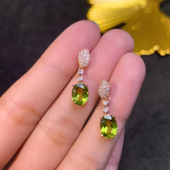 Luxurious 925 Silver Peridot Drop Earrings – Natural Peridot with 18K Gold Plating