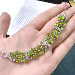 Versatile Luxury: Natural Peridot 925 Silver Ladies Bracelet - Simple, Fashionable Design