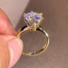 Stunning 3ct Diamond Solitaire Ring in 925 Silver with Yellow Gold Accent