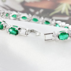 Luxury 925 Silver Bracelet Emerald Moissanite Fine Jewelry Charm Bracelet for Woman Wedding Accessories Gift