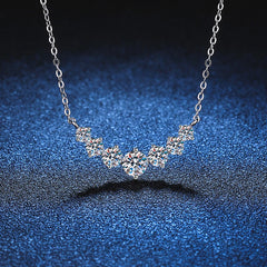 Full Moissanite Diamond Necklace for Women 925 Sterling Sliver with Plated White Gold Neck Pendent Wedding Fine Jewely