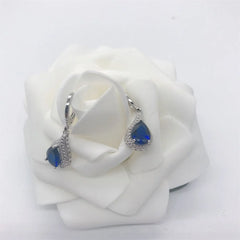 Simple Atmosphere Oval Water Drop Crystal Sapphire Earrings: Delicate Jewelry and Accessories, Radiating Temperament