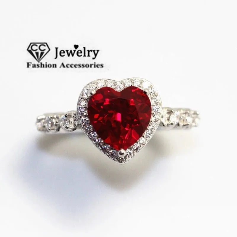 Elegant Luxury: Red Heart Cubic Zirconia Ring