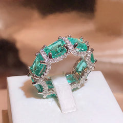 Indulge in Luxury: Sterling Silver Aquamarine Topaz Ring with Paraiba Zircon