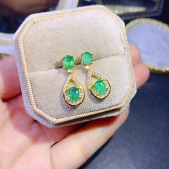 Colombian Emerald Splendor: Sterling Silver 925 Women's Earrings