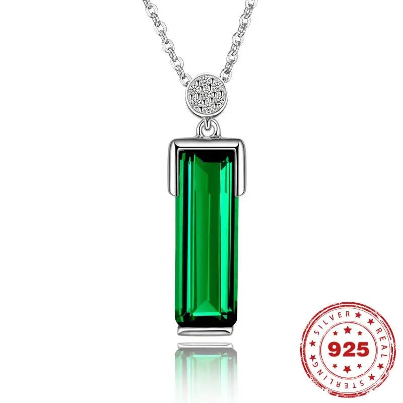 HOYON 925 Sterling Silver Emerald Pendant Necklace: Elegant Accessory for Women