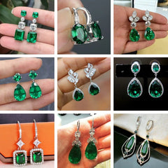 Trendy Women's Pendant: Retro Emerald Earrings, Perfect for Party Accessories, Enhanced with Bright Green Zirconia for an Elegant LookJewelry Gifts