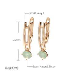 SYOUJYO Water Drop Emerald Green Natural Zircon Earrings For Women 585 Rose Gold Color Wedding Jewelry Luxury Dangle Earrings