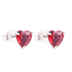 Valentine's Day Delight: New 925 Sterling Silver Red Heart Stud Earrings,