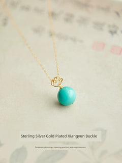 Mountain Ruler Necklace Women's New Chinese Pendant Mu Blue Turquoise