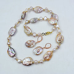 Baroque Pearl Necklace and Earring Set: Natural Breeding Collection