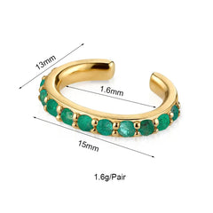 JINFU Emerald CZ Zircon Clip Drop Hoop Earrings For Women Fashion Gold Plated Piercing Famale Earring Set 2023 Jewelry Wholesale