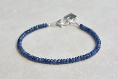 Genuine Blue Sapphire Birthstone Bracelet: Natural Sapphire Gemstone Jewelry Piece