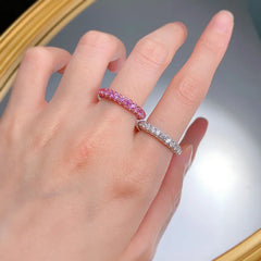 Real 925 Sterling Silver Eternity Ring with Ruby and Moissanite Diamonds