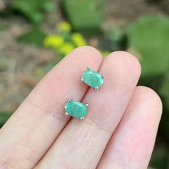 5*3MM Natural Emerald Earrings 925 Silver Stud Earring For Women 925 Sterling Silver Cute Gift Prevent Allergy Fine Jewelry