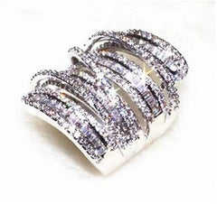 Deluxe T shape Diamond Ring White Gold Filled Jewelry Engagement Wedding band Rings for Women Bridal Party accessory