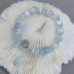 New Fashion Simple Opal Sea Blue Moonstone Crystal Bracelet for Women