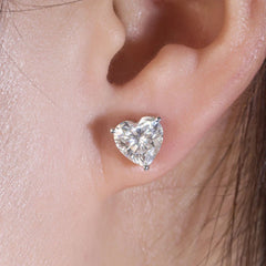 925 Sterling Silver 4 Carat Heart Shape Moissanite Stud Earrings