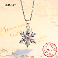 Sparkling Moissanite Snowflake Pendant Necklace For Women 925 Sterling Silver D Color Diamond Gemstone Necklace Fine Jewelry