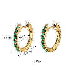 JINFU Emerald CZ Zircon Clip Drop Hoop Earrings For Women Fashion Gold Plated Piercing Famale Earring Set 2023 Jewelry Wholesale