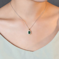 Vintage Charm: ATTAGEMS 925 Sterling Silver Oval Cut Created Moissanite Emerald Pendant Necklace Fine Jewelry Wholesale