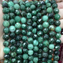 6/8/10MM Natural Stone Faceted Emerald Green Round Gemstone Spacer Beads For Jewelry Making DIY Bracelet Necklace 7.5''inches