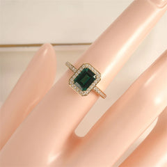 Radiant: CxsJeremy 14K Gold Ring with Lab Emerald Center & Moissanite Accents