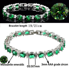 Luxury 925 Silver Bracelet Emerald Moissanite Fine Jewelry Charm Bracelet for Woman Wedding Accessories Gift