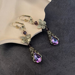 Rainbow CZ Teardrop Dangle Earrings for Women: Butterfly Created Mystic Topaz Drop Earring, Hypoallergenic Jewelry for Her