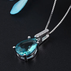 Exquisite Blue Topaz Pendant: Pure Natural S925 Sterling Silver Necklace Colgante