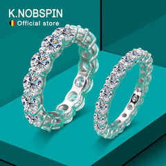 Knobspin 7ct D Color Moissanite Ring: 925 Silver Plated with White Gold Wedding Band, Eternity & Engagement Rings