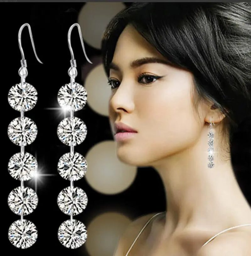 1CT Moissanite Long Drop Earrings: 925 Sterling Silver, Brilliant Lab Diamond Dangles for Women