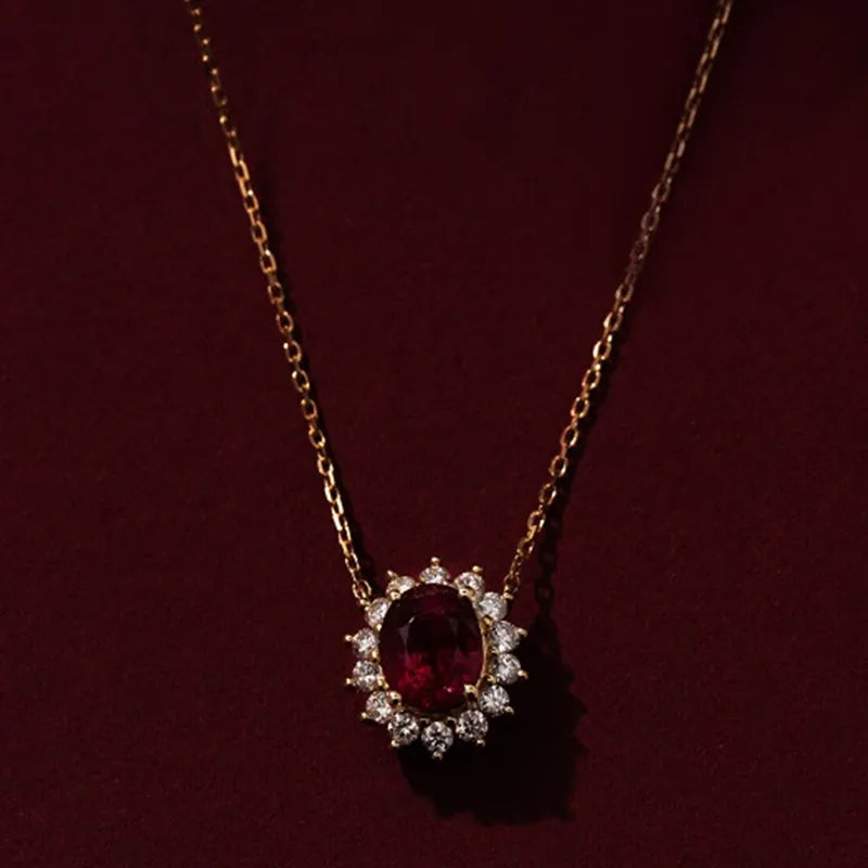 Radiant Ruby Birthstone Pendant with 18K Gold Plating