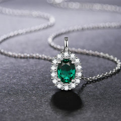 Vintage Charm: ATTAGEMS 925 Sterling Silver Oval Cut Created Moissanite Emerald Pendant Necklace Fine Jewelry Wholesale