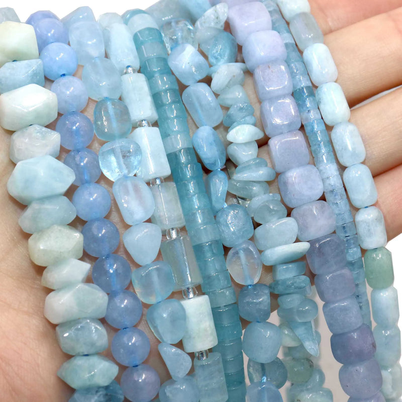 Create Stunning Jewelry: Blue Aquamarine Stone Beads for DIY Bracelets & Necklaces