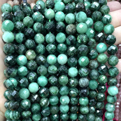 6/8/10MM Natural Stone Faceted Emerald Green Round Gemstone Spacer Beads For Jewelry Making DIY Bracelet Necklace 7.5''inches