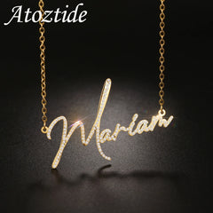 Personalized Zircon Butterfly Name Necklace - Stainless Steel