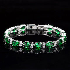 Bracelet Length 19/21cm Luxury 925 Sterling Silver Emerald Gem Created Moissanite Diamond Fine Jewelries Wholesale